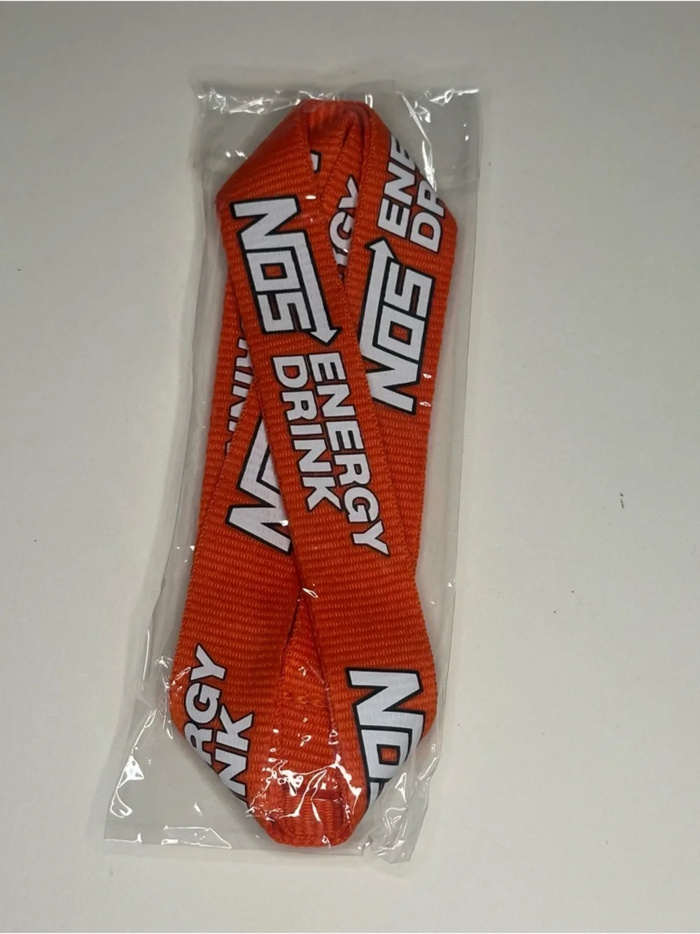 NOS Energy Drink Promo Orange Swivel Clip Lanyard Badge Credential Holder NEW